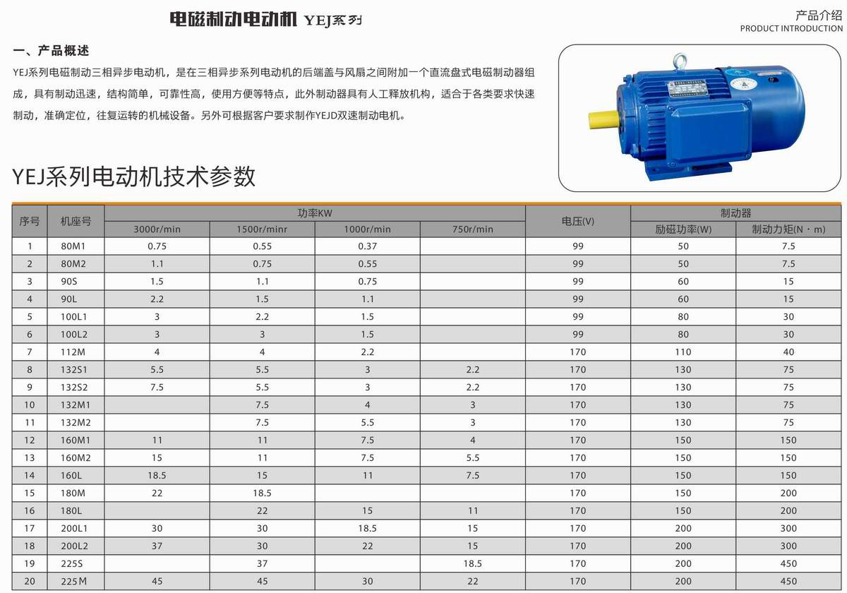 電磁制動(dòng)電動(dòng)機(jī)  YEJ系列 01